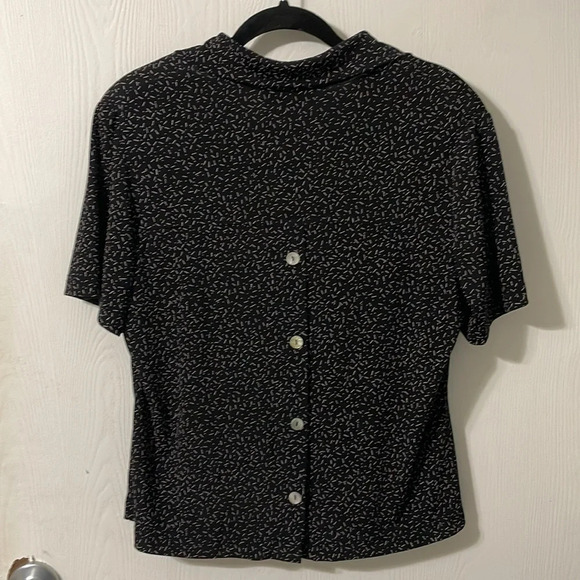 Vintage Ronni Nicole black & white button down with shoulder pads sz large (16) - Picture 6 of 7